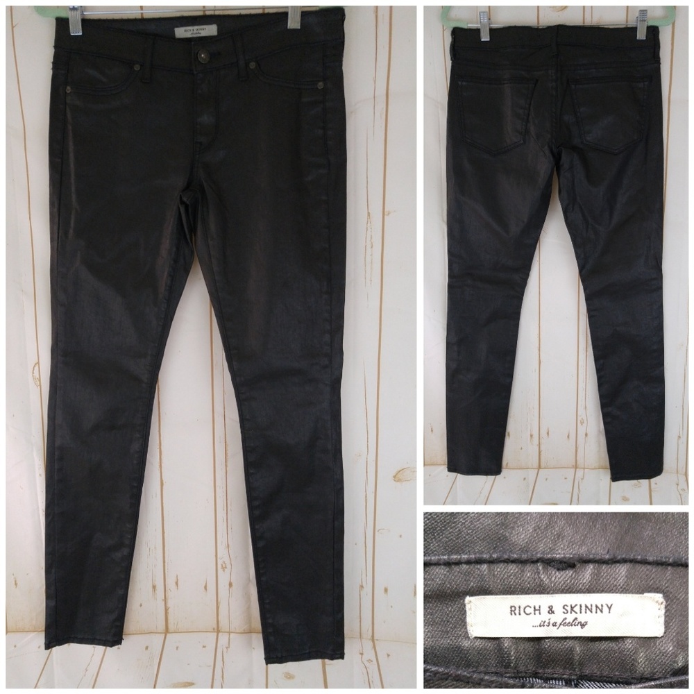 Rich & Skinny Pants 28 Black cotton poly spandex